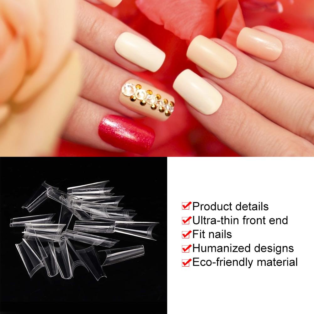 504pcs Professional Nail Art Tip Practice False Fake Nail Patch DIY Manicure ToolTransparent