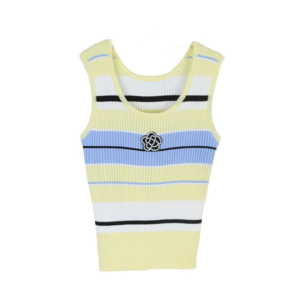 Farbblock Gestreifte Ärmellose Strickweste: Frühlings-/Sommer-Pendlerstil