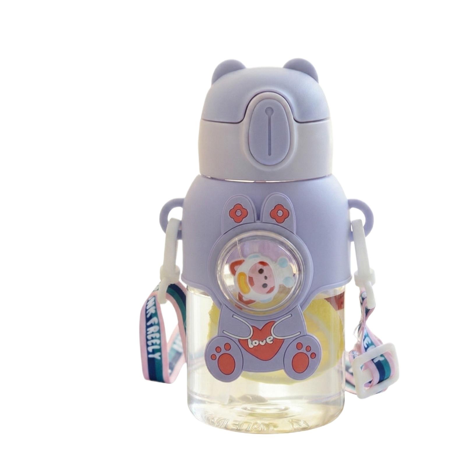 

English: Kids Straw Water Bottle Summer Water Cup for Boys Girls School one size фіолетовий
