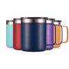 Custom Print Logo Vacuum Insulated 12oz Coffee Mug Cups with Handle Colorful Double Wall 14oz Sliding Lid Tumbler