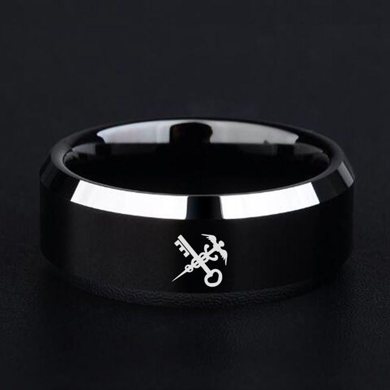 Punk Vintage Siyah bıçak alev Desen Erkek Yüzük Paslanmaz Çelik Titanyum Yüzükler Erkekler Kadınlar için Alyanslar