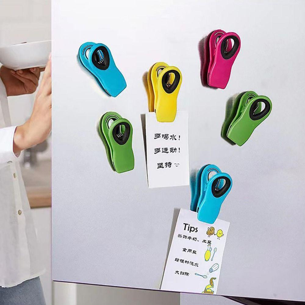 Moisture-proof Refrigerator Magnetic Clip Food Grade Non-slip Memo Note Magnet Clip Strong Magnet Food Sealing Clip Food