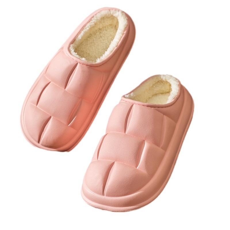 Waterproof cotton slippers women's winter new velvet warm cotton drag couple silent non-slip cotton shoes wool slippers shoes