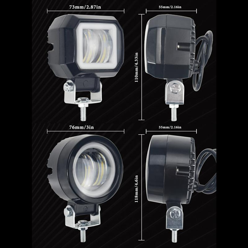 1/2pcs 12V-80V Round Angel Eye Work Light LED Light Portable Spotlight Motorcycle 4x4 Offroad Truck Driving Car Boat Waterproof