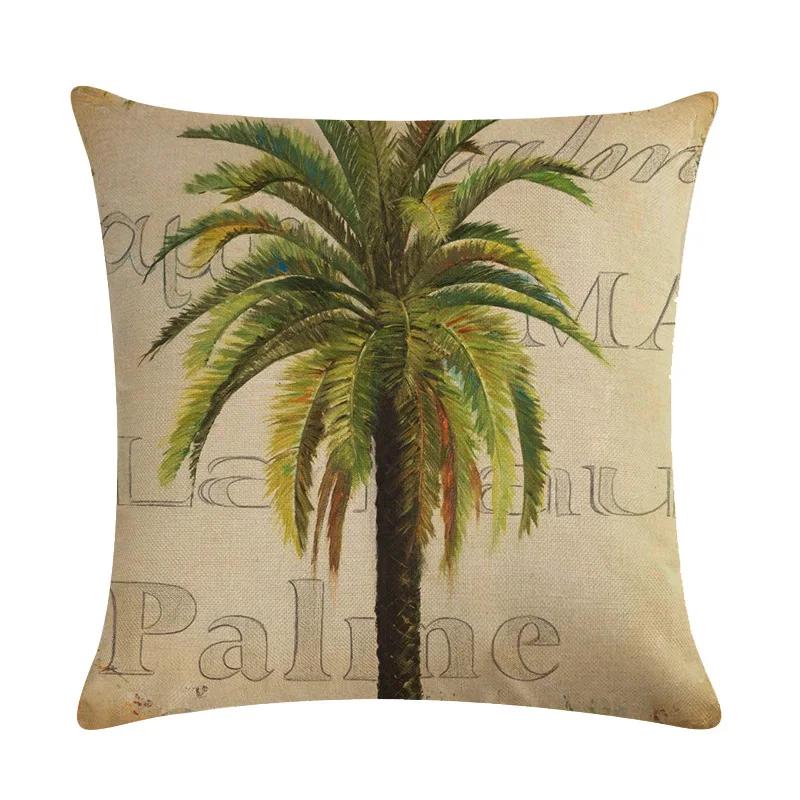 Tropical Rain Forest Banana Tree Coconut Tree Linen Pillowcase Office Sofa Leisure Decoration Cushion Cover