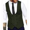 Men Vest Army Green Herringbone Solid Double Button Waistcoat For Wedding Banquet Business Work Casual Daily Men Suit Vest