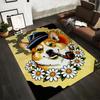 Corgi Smoking Pipe with Daisy Frame Cartoon Design Area Rug Suitable for Use As an Anti-slip for Living Room Bedroom Sofas