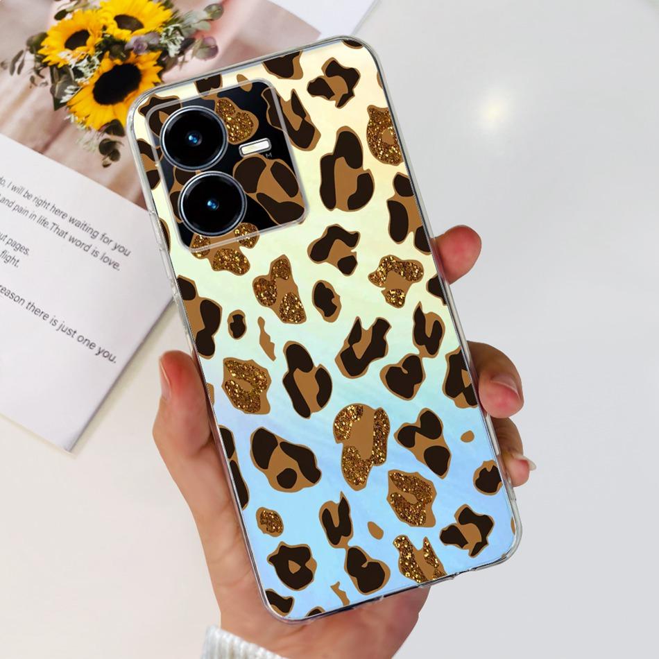 For Vivo Y22s Y22 Case VivoY22 Y 22 22S 4G 2022 V2206 V2207 Elegant Printing Soft Silicone Clear TPU Slim Phone Back Cover