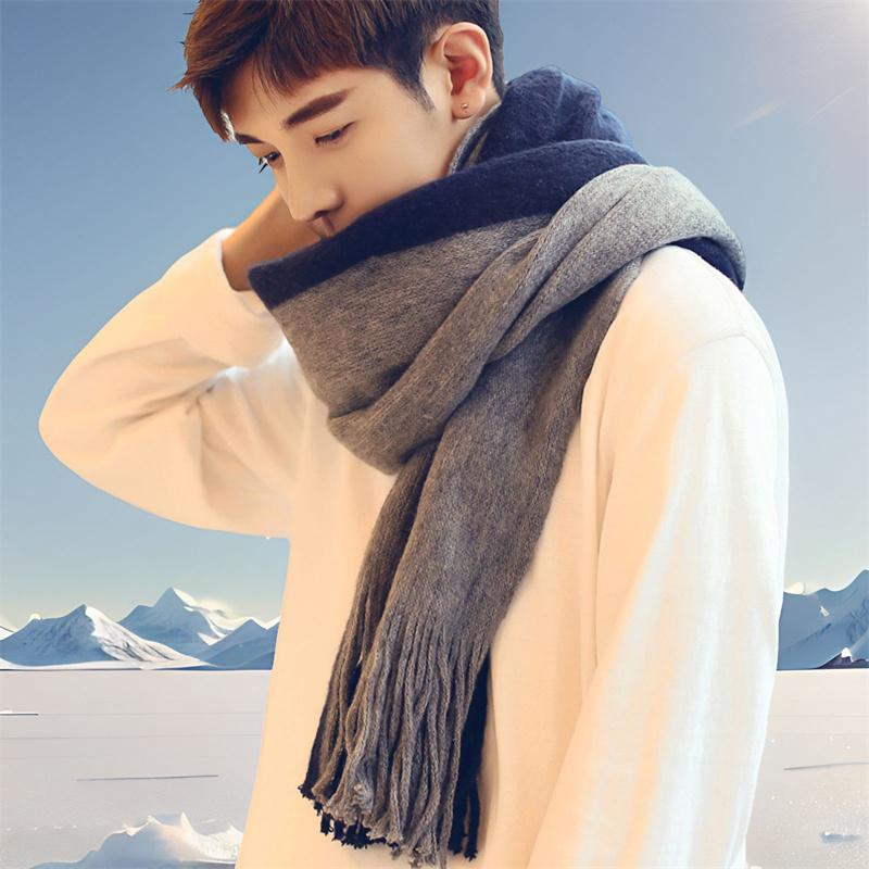 Designer Patchwork Patchwork Striped Men'S Knitted Scarf Winter Warm Pashmina Neckerchief Soft Long Casual Male Bufanda Muffler