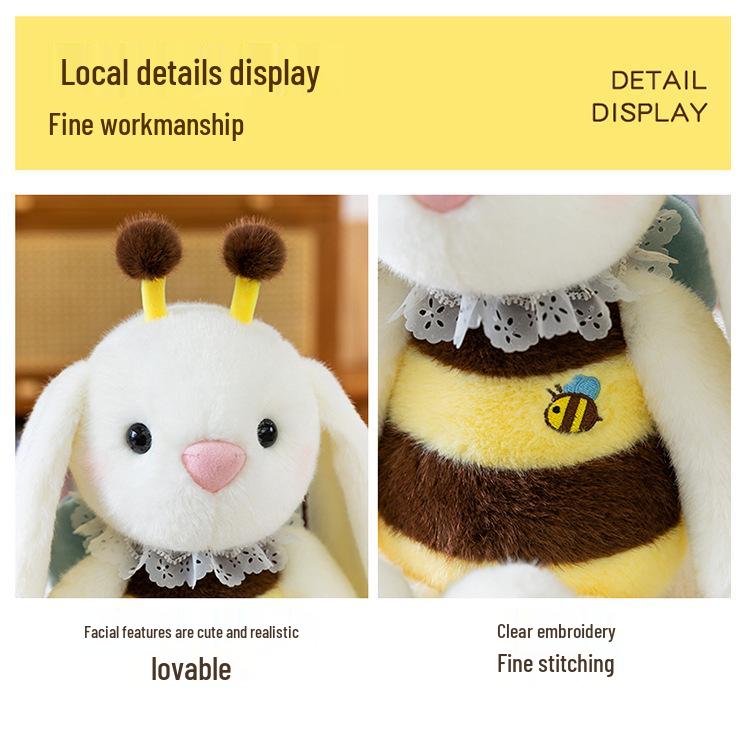Kreatives Bienen-Kaninchen Plüschtier - Kleines Kaninchen Kuschelkissen Puppe für Kindergeburtstagsgeschenk