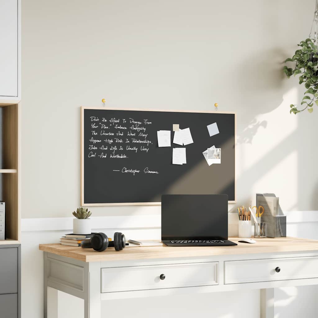 Chalkboard with Solid Pine Wood Frame Black 100 x 55 cm
