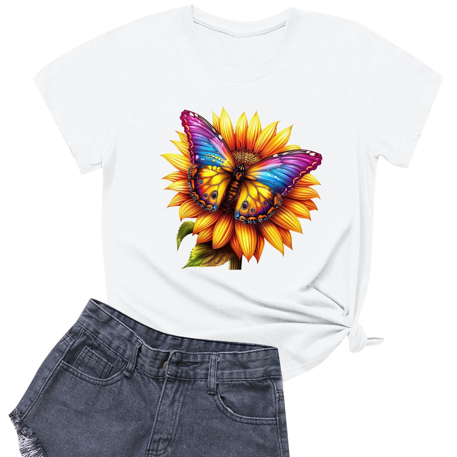 

Женская модная повседневная футболка с круглым вырезом и короткими рукавами XL белый