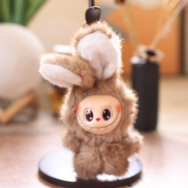 Cute Vinyl Rabbit Plush Toy Keychain Adorable Bunny Bag Charm Pendant Doll Ornament For Backpack Decor