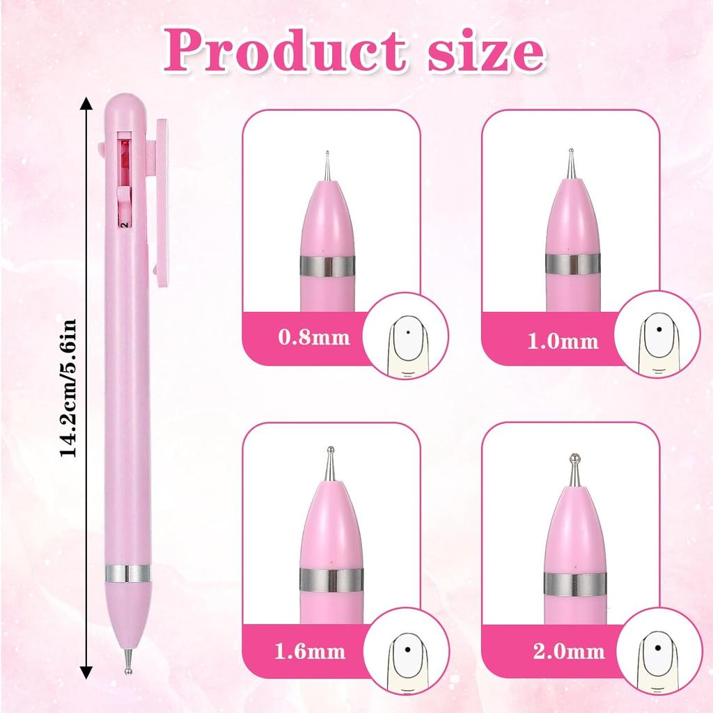 4-in-1 Nail Dotting Pen, 4-Size Ballpoint Design Dotting Tools for Nail Art Manicure Art Tools with Dot Paint Tips for Painting Sculpting Rhinestones