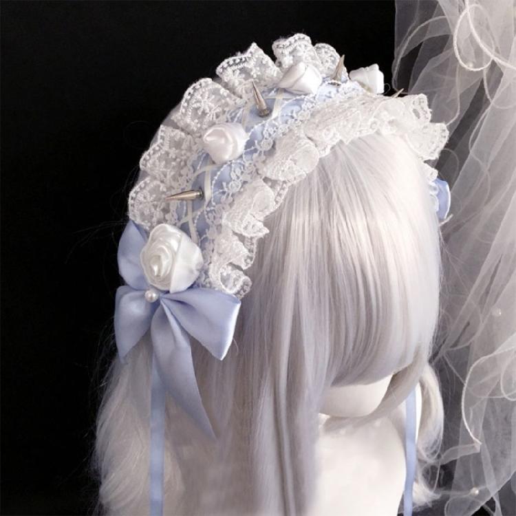 Punk Rock Rivet Headwear Cool Bowknot Hair Hoop with Spikes Decors for Music Festivals and Nightclubs
