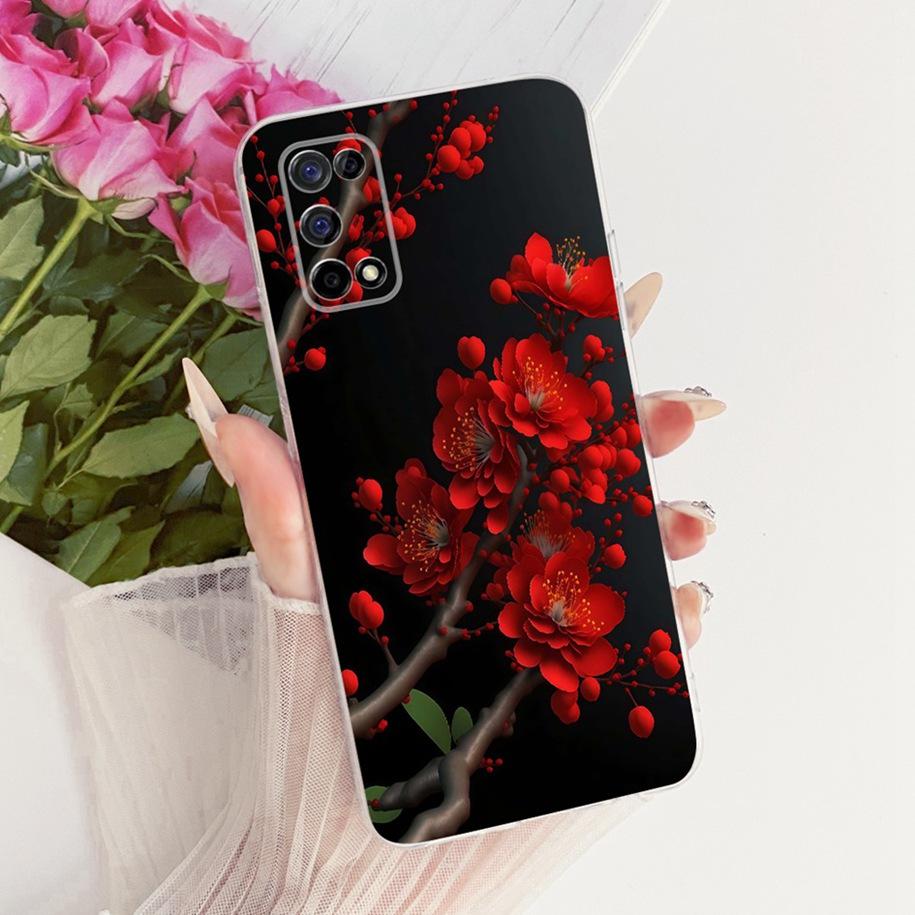 Für Realme 7 5G Hülle Narzo 30 Pro 5G Cover RMX2111 Neues Mode Blumenmuster Weicher Silikon Bumper Für Realme V5 Q2 Fundas Coque