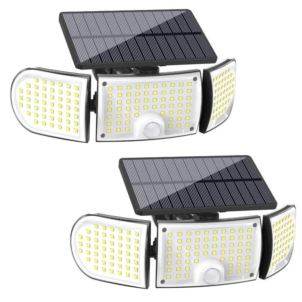 Solare Halbkreis 160LED Dreikopf-Wandleuchte mit Bewegungssensor, IP65 Außenbereich Sicherheit
