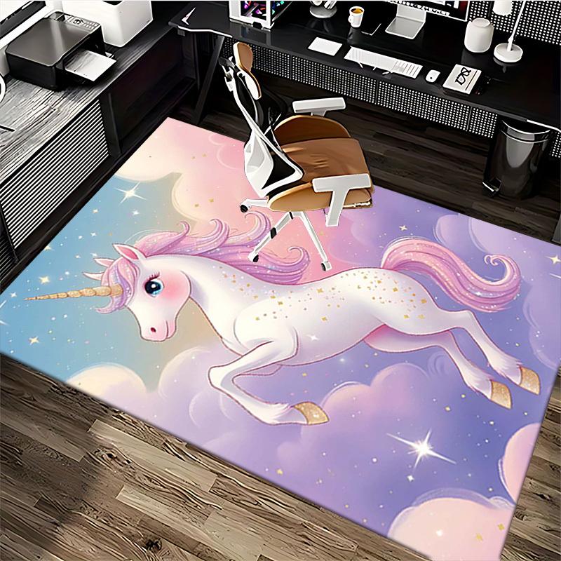 1pc Unicorn Fantasy Office Chair Mat - Anime Cartoon Design, Non-Slip Carpet for Home Decor, Suitable for All Seasons, Perfect Gift for Festivals.H012