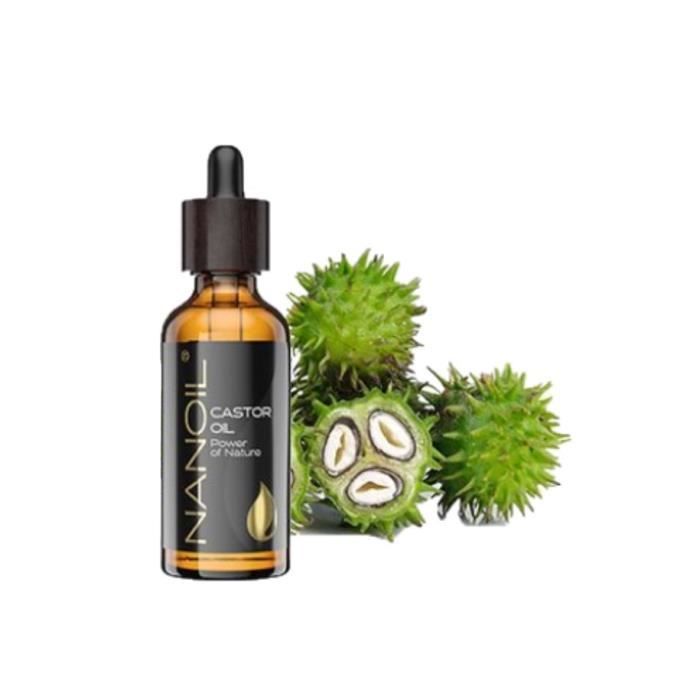 Huile de Ricin - Nanoil - 50ml - Pressée à froid - Non-raffinée - Soin naturel pour cheveux et peau