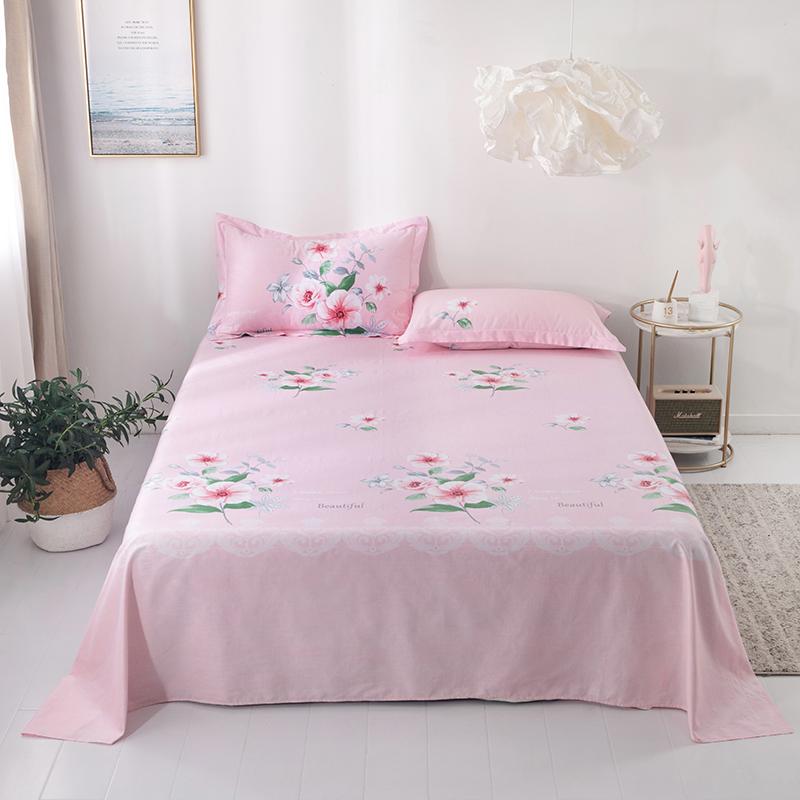 100% Cotton Country Floral Flat Sheet 3 Pieces Tulip Bed Sheet Set Soft Botanical Flower Blossoms Bed Cover with 2 Pillow Cases
