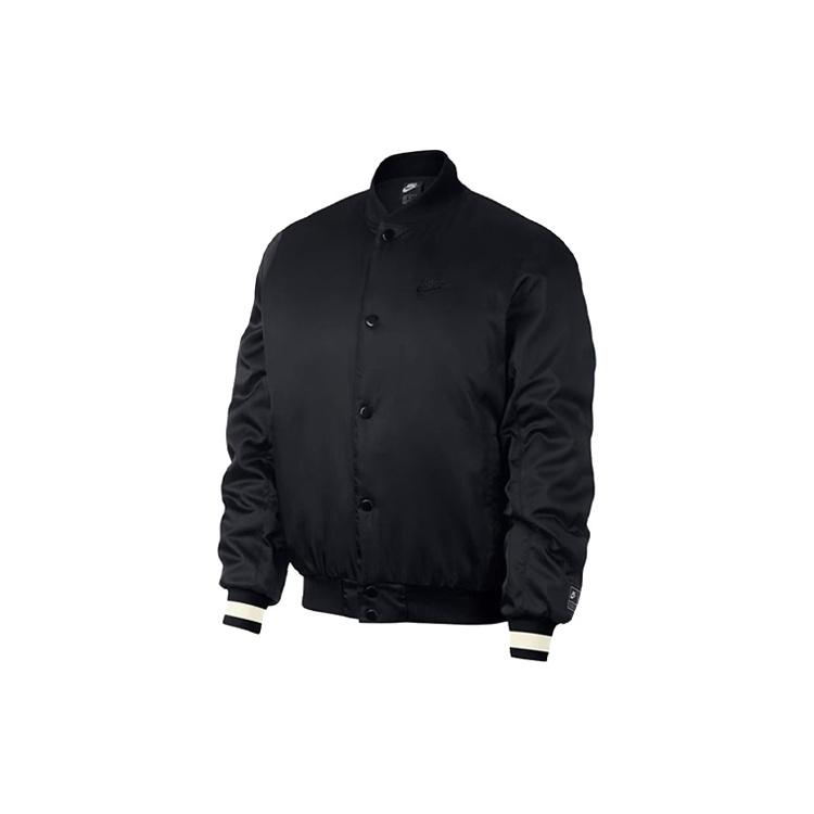 Men s Nike Air Solid Color Logo Woven Sports Baseball Jacket Black AR1838-010 S