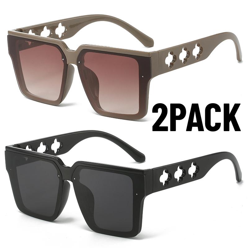 2PACK New Retro Men Square Sunglasses for Women Vintage Luxury Designer Sun Glasses Fashion Shades UV400 Eyeglasses
