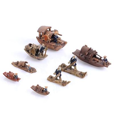 Bateau miniature en céramique: Ornements de paysage d'aquarium pour jardins de bonsaï et de table de sable