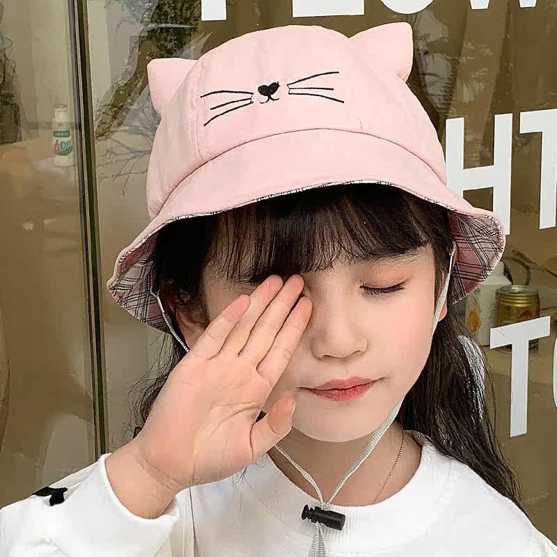 Cute Baby Hat With Cat Design Japanese Style Sun Protection Hat For Summer