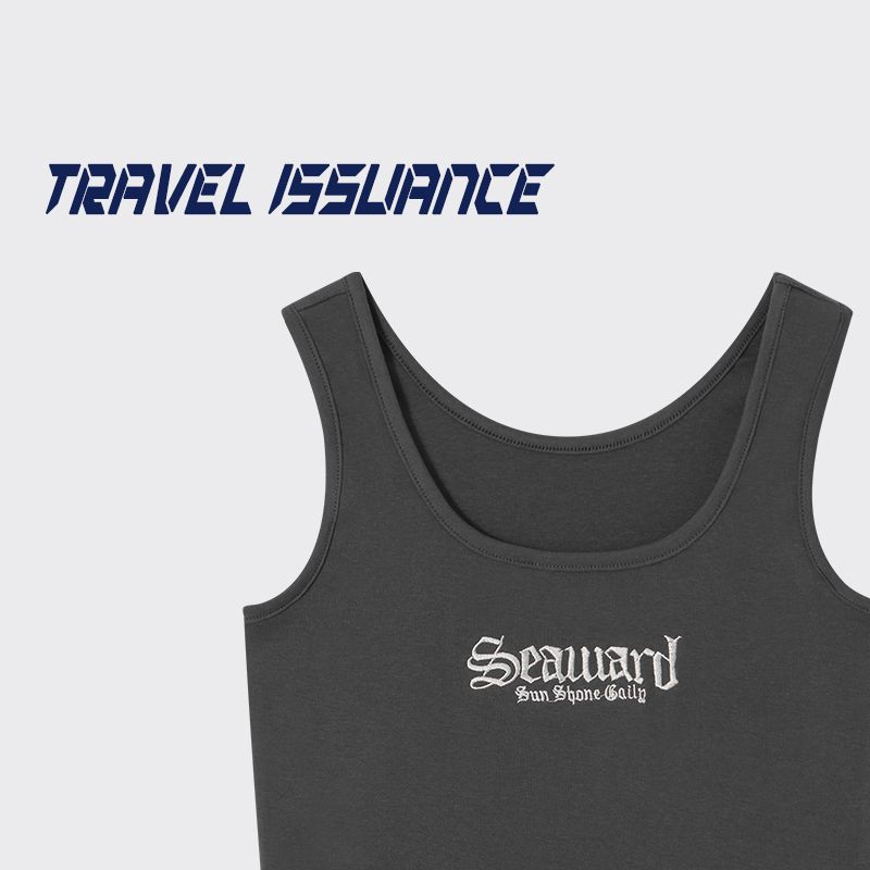 

Travel Issuance Fashion Style Letter Embroider Simple and Short Crop Top Sexy Sleeveless Fashion Brand Top Summer Grey S
