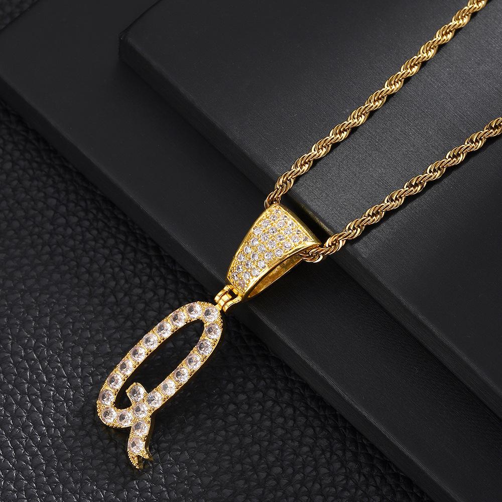 26 English Women'S Letter Pendants Necklace Twist Chain Zircon Letter Pendants Jewelry