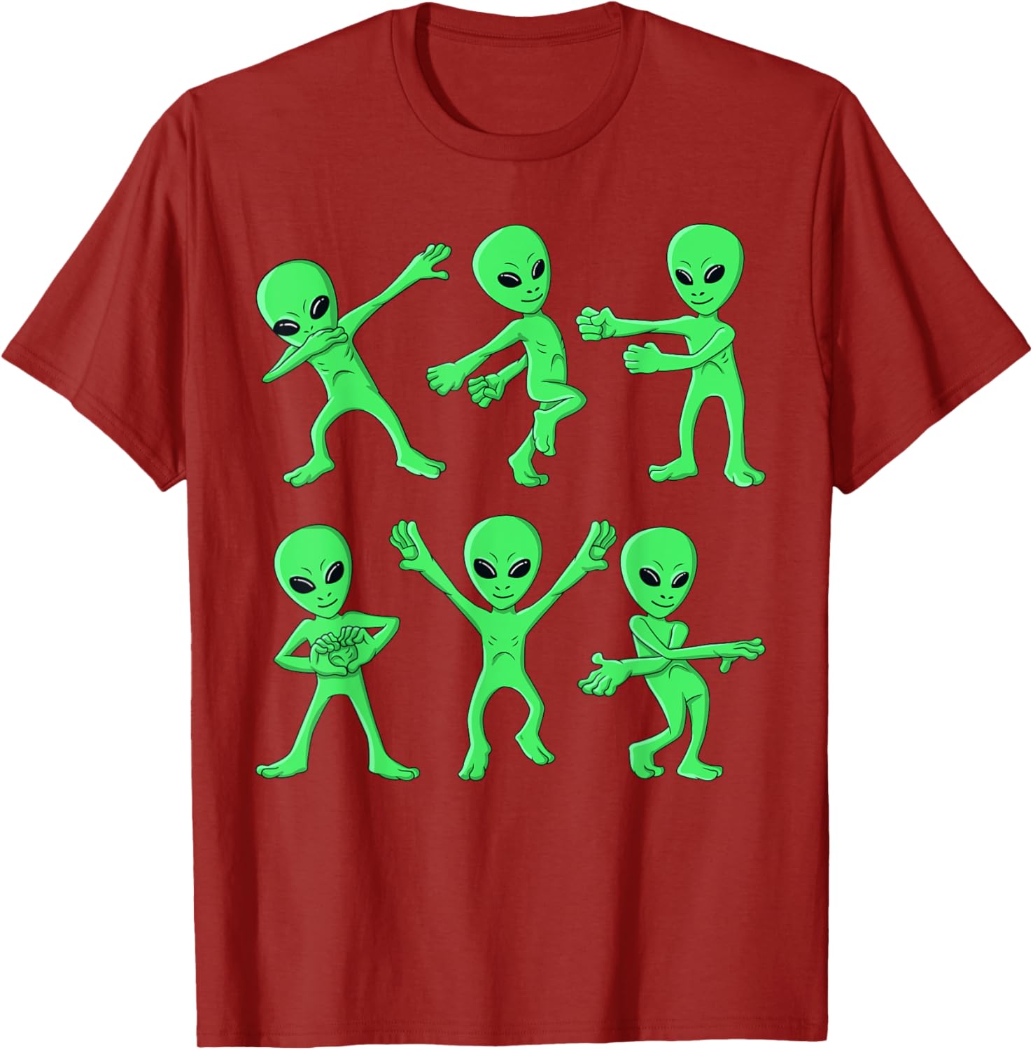 Funny Dancing Aliens Green Man Graphic Tee Short Sleeve Casual O-Neck T-Shirt for Boys Girls S