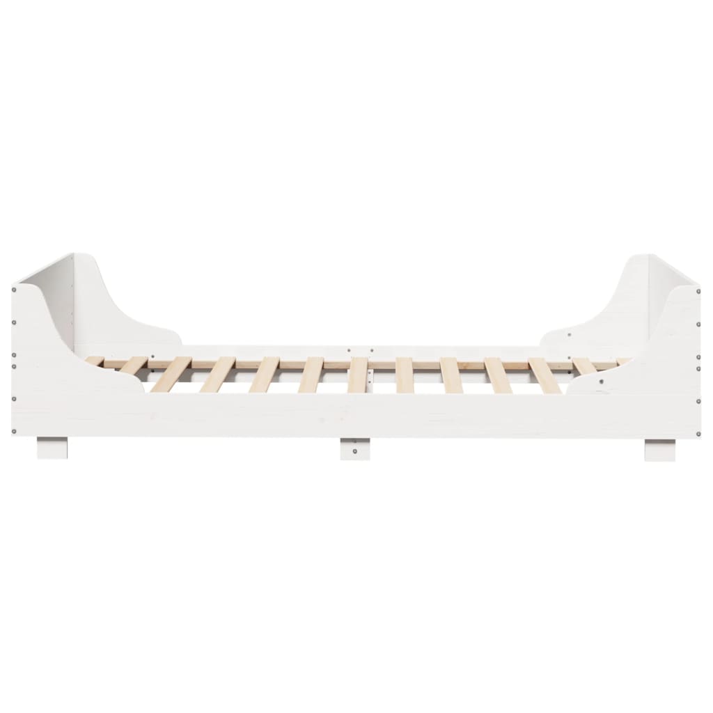 Solid Wood Bed Frame without Mattress White 75x190 cm Pine Wood