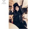 autumn winter turn down collar black PU leather jacket women slim casual fashion zipper coat outwear top