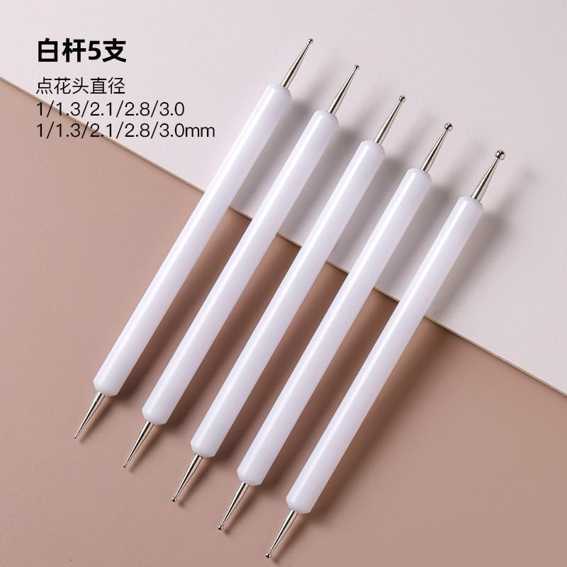5 Pcs Nail Art Dotting Pens Dual-Ended Rhinestone Gem Pick Up Flower Painting Manicure Tool