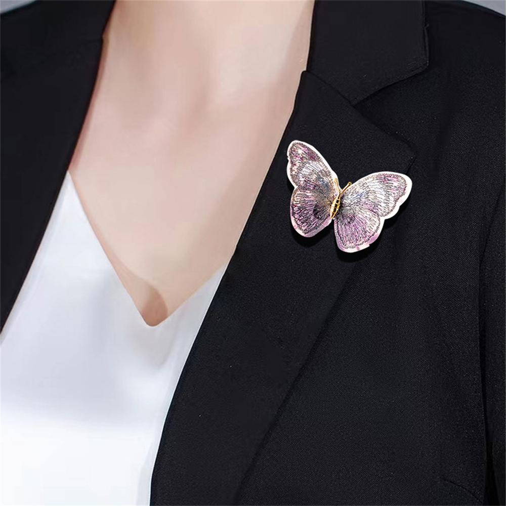Vintage Stickerei Seide Schmetterling Brosche Pins Weibliche Verträumte Farbe Temperament Charme Legierung Broschen für Frauen Hochzeit Geschenke
