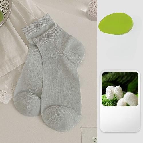 Socks Women's Spring and Summer Mulberry Silk Thin Section Simple Solid Color Boneless Breathable Cool Feeling Ladies Socks