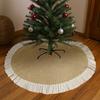 Christmas Tree Skirt, Natural Jute With Ruffle Edge, Rustic Xmas Holiday Decoration