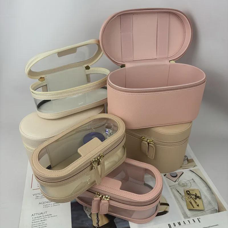 Geantă de toaletă de călătorie multifuncțională din piele PU - Capacitate mare, depozitare cosmetică portabilă