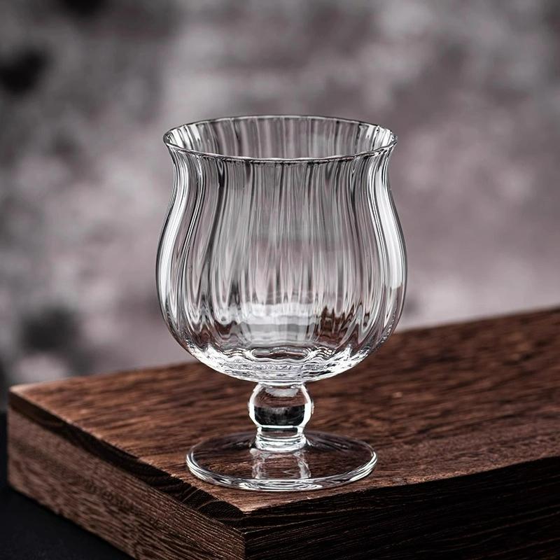 Creative Cocktail Glasses Cup Striped Brandy Glass Cups Mulled Wine Glass Cups Tall Fruit Wine Glasses Cup Bar Accessories