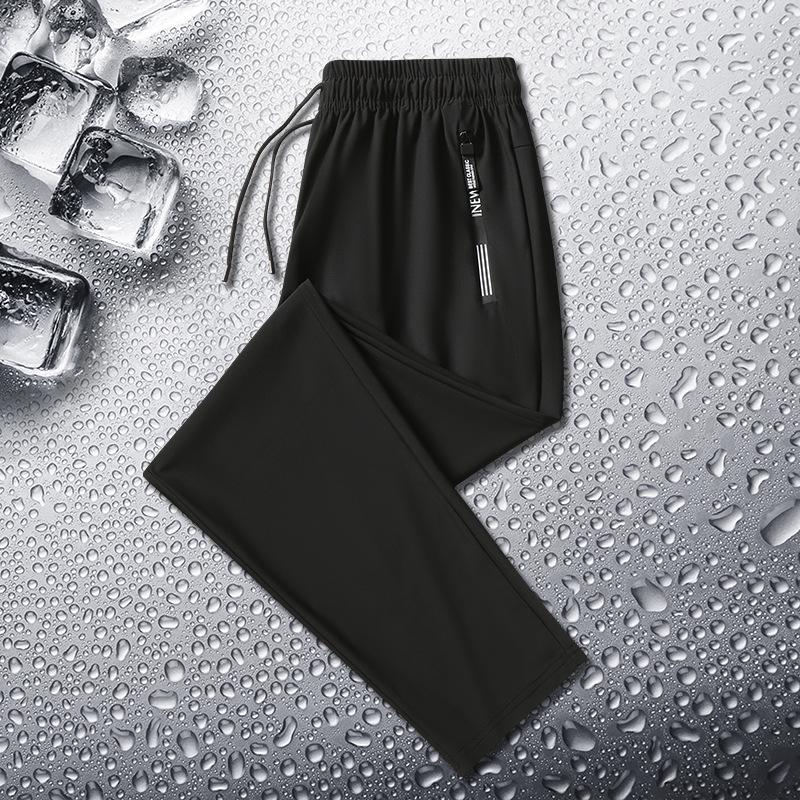 

Мужские летние брюки из ледяного шелка свободного кроя в стиле кэжуал для спорта - Модные, однотонные, большого размера. 8XL (250-270 jin)