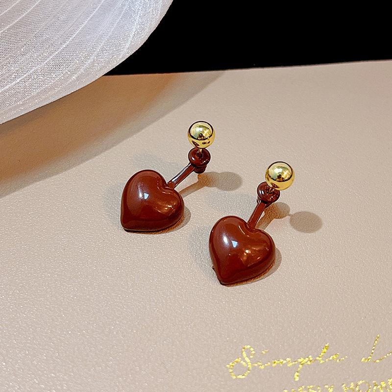 Stylish Heart-shaped Earrings for Daily Wear, Metal Bead Vintage Heart Earrings for Women
