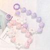 Heart Colorful Phone Lanyard Flower Keychain Crystal Phone Anti-lost Rope Colored Round Bead Cute Glitter Wrist Straps