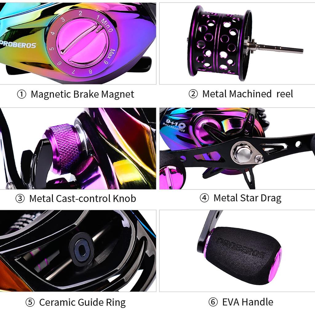 Wuyuzi Baitcasting BB Bearing Fishing Baitcast High Speed Fishing Reel with Baitcast Fishing Accessories Reel, 9+1 Reel, 7.21 Wheel,