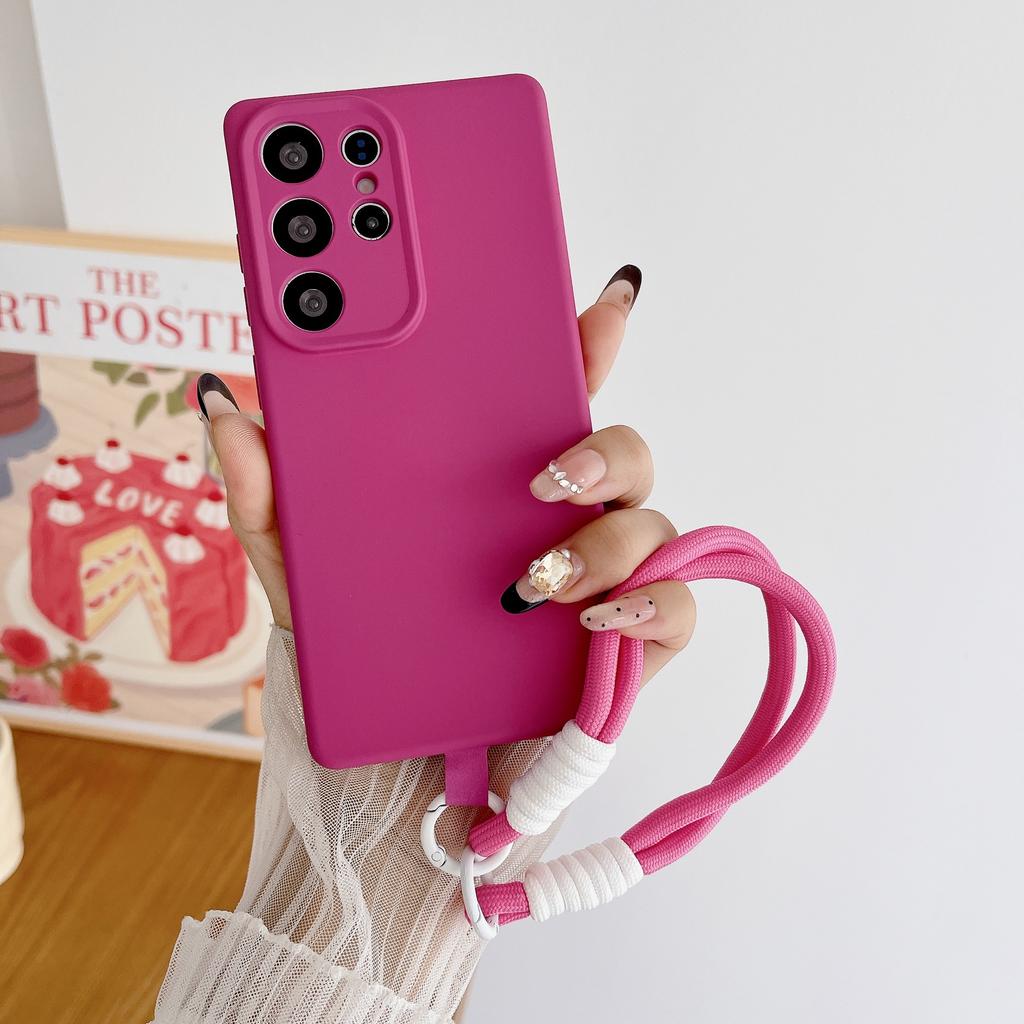 Suitable for Samsung S25 Ultra Mobile Phone Case Liquid Silicone S24Plus Hand Lanyard S23 New S22 Full Cover