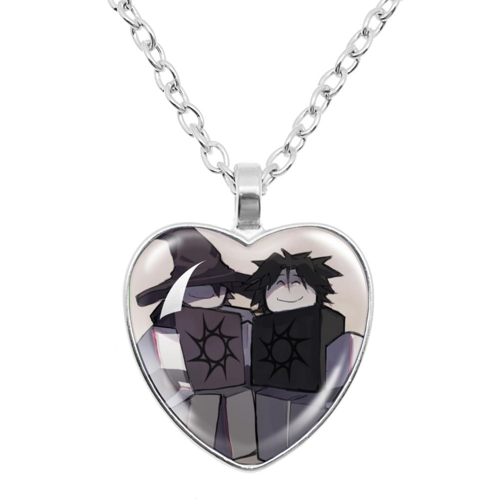 Game Forsaken Azure Anime Azure x Two Time Fanart Funny MeMe Glass Heart Shape Pendant Necklace Jewelry Charm Collect Gift