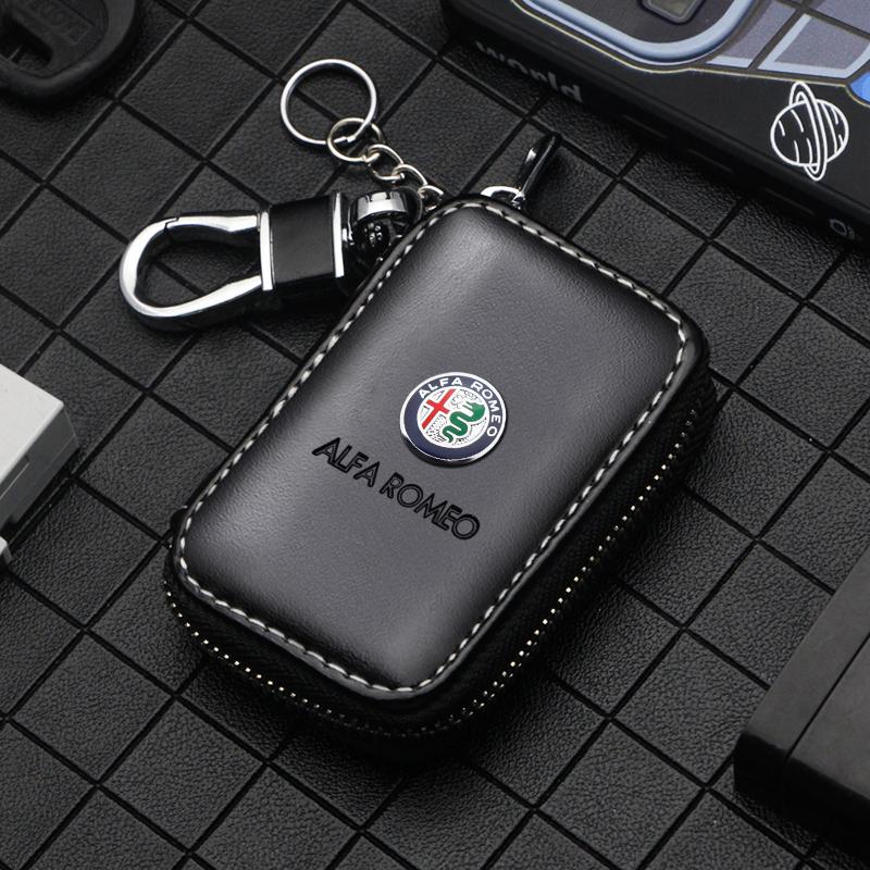 Leather Key Wallet Car Key Bag Fashion Key Holders for Alfa Romeo Logo Giulia Giulietta Spider GT Stelvio 147 156 155 159 166 zj3