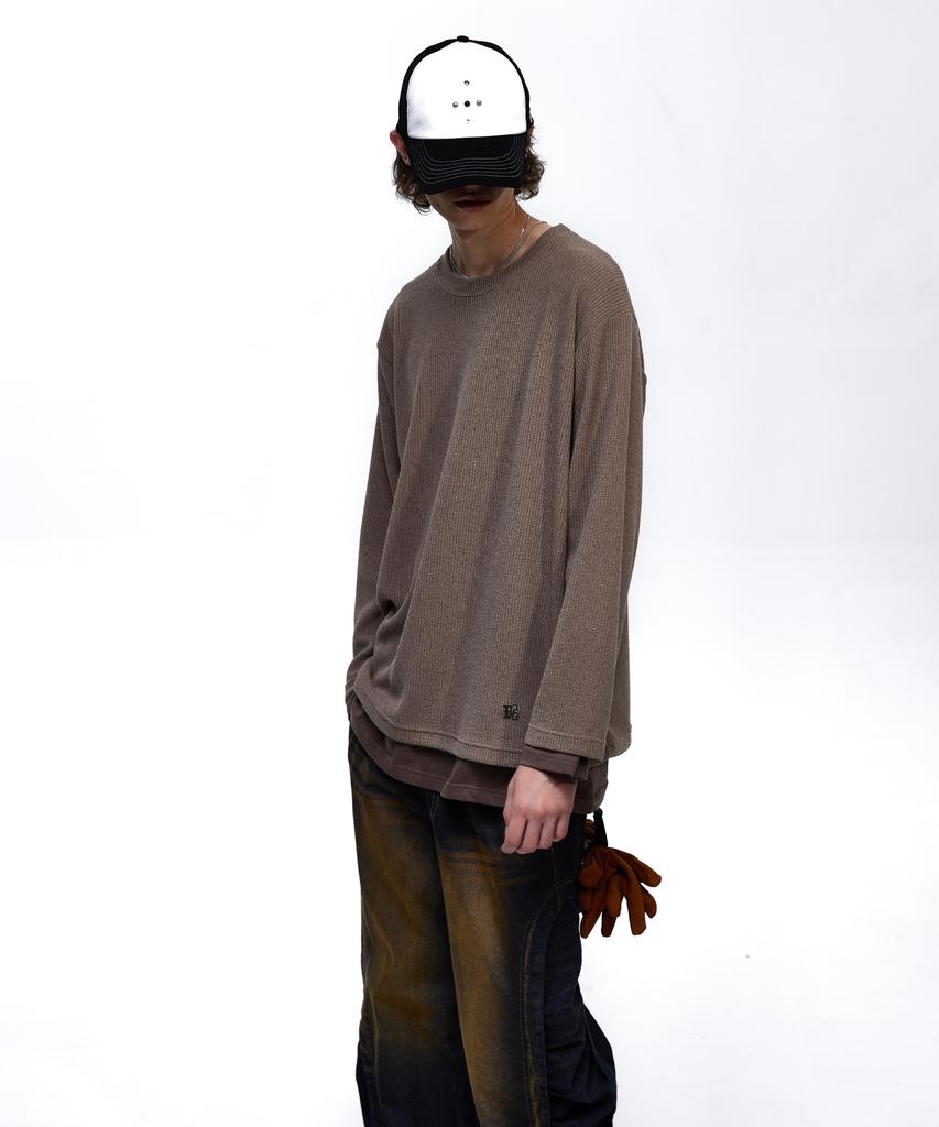 Aleseueseussi Layered Crew Neck Knit - Brown