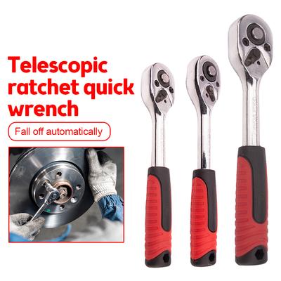 Professional 72 Tooth Ratchet Wrench 1/2" 3/8" 1/4" Stretching Length Telescopic Socket Wrench Quick Release Spanner Hand Tools
