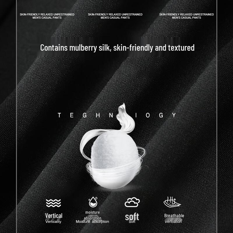 Kangbo Men's Summer Silk Blend Wrinkle-Free Business Casual Trousers