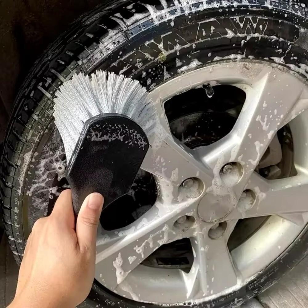 Long Hair Wheel Cleaning Brush Short Handle Tire Rim Washing Brush Detail Brush Vehicles Cleaning